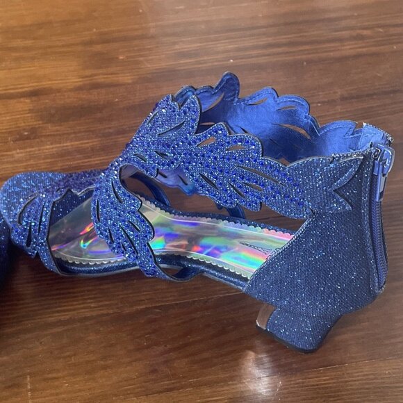 Womens Wedding Bridal Low Heel Glitter Rhinestone Dress Casual Sandal Shoes 11 - Picture 10 of 14